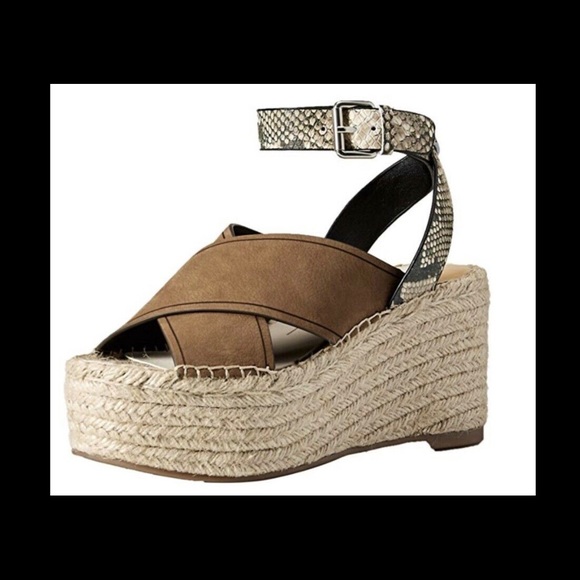 Dolce Vita Platform Wedges Sandals Nubuck Leather Olive/Snake 6.5 - Picture 2 of 8